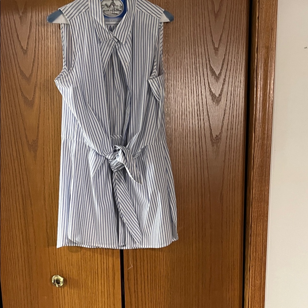 Calvin Klein Blue and White Striped Tunic Top